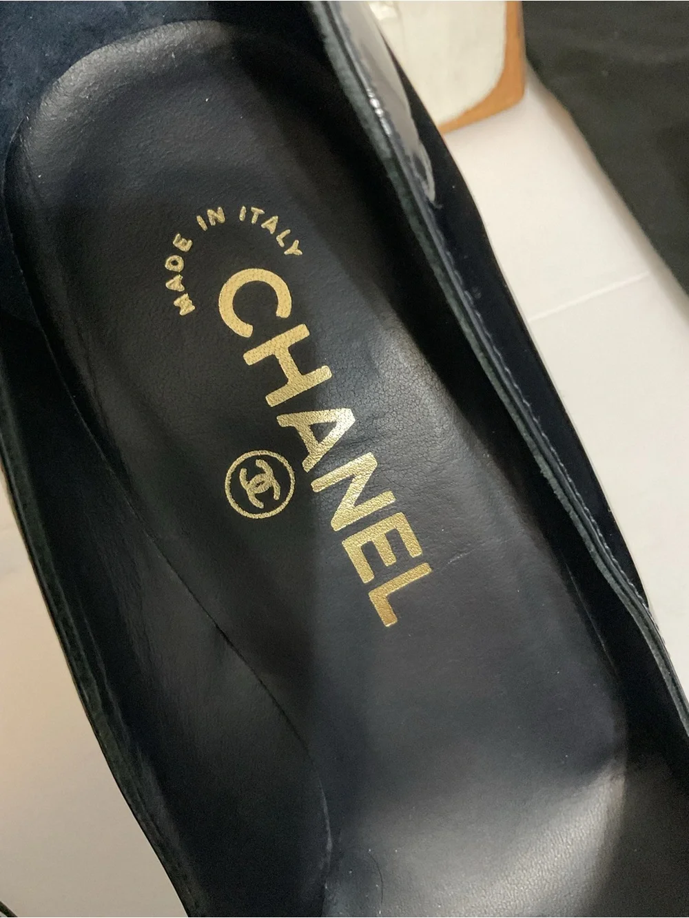 CHANEL glossy patent